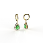 Avarta Jewellery 18k Gold Dangler Earring With Lab Grown Diamond and Emerald